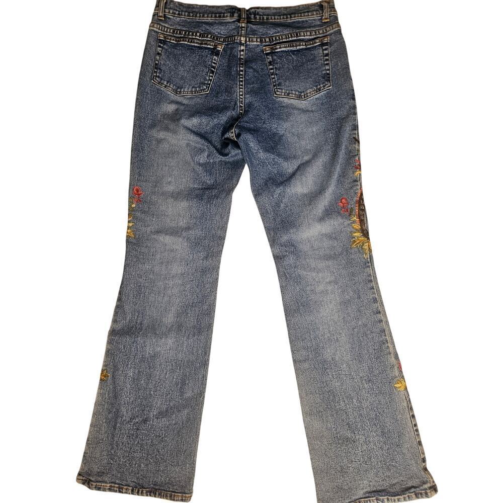Vintage Willi Smith Embroidered Jeans Sz 8 Paisley Bootcut Y2K - Picture 7 of 9
